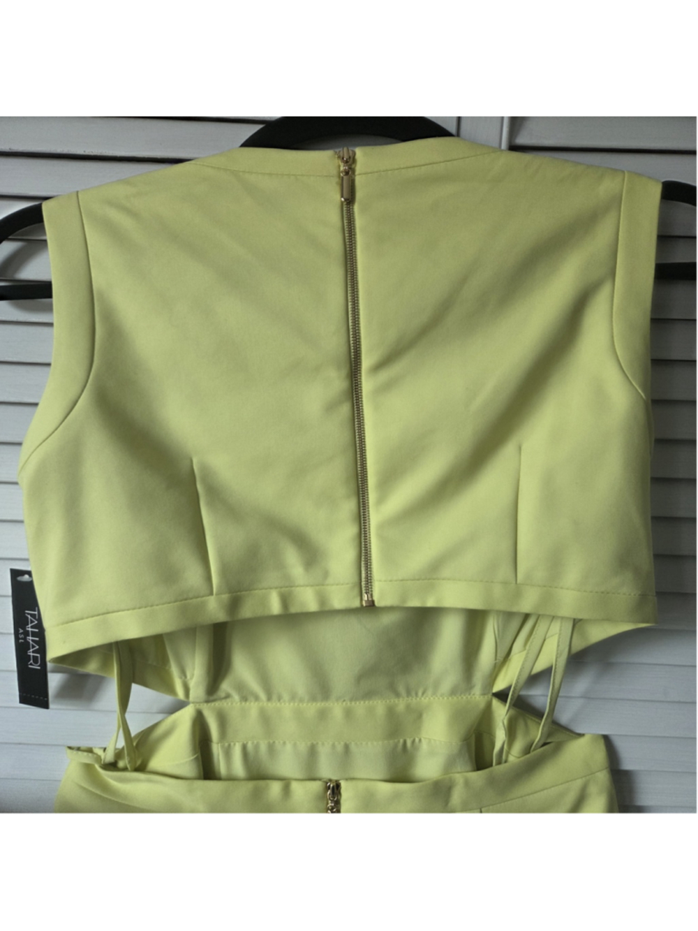 Women's NWT Tahari ASL Neon Green Tyra Dress with Cutouts Size 6 - Picture 12 of 16